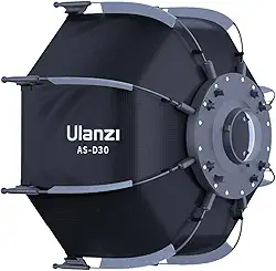 Ulanzi AS-D30 Softbox Octagonal de 30cm com Montagem Mini Bowens – Softbox Octogonal para Flash de Estúdio, Leve e Compatível com Luzes de Vídeo Ulanzi 40W/40W Pro/60W, Inclui Bolsa de Transporte
