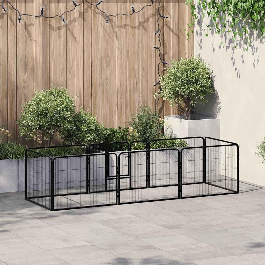 vidaXL Box per Cani con 8 Pannelli Acciaio 60x80 cm Nero Gabbia Addestramento
