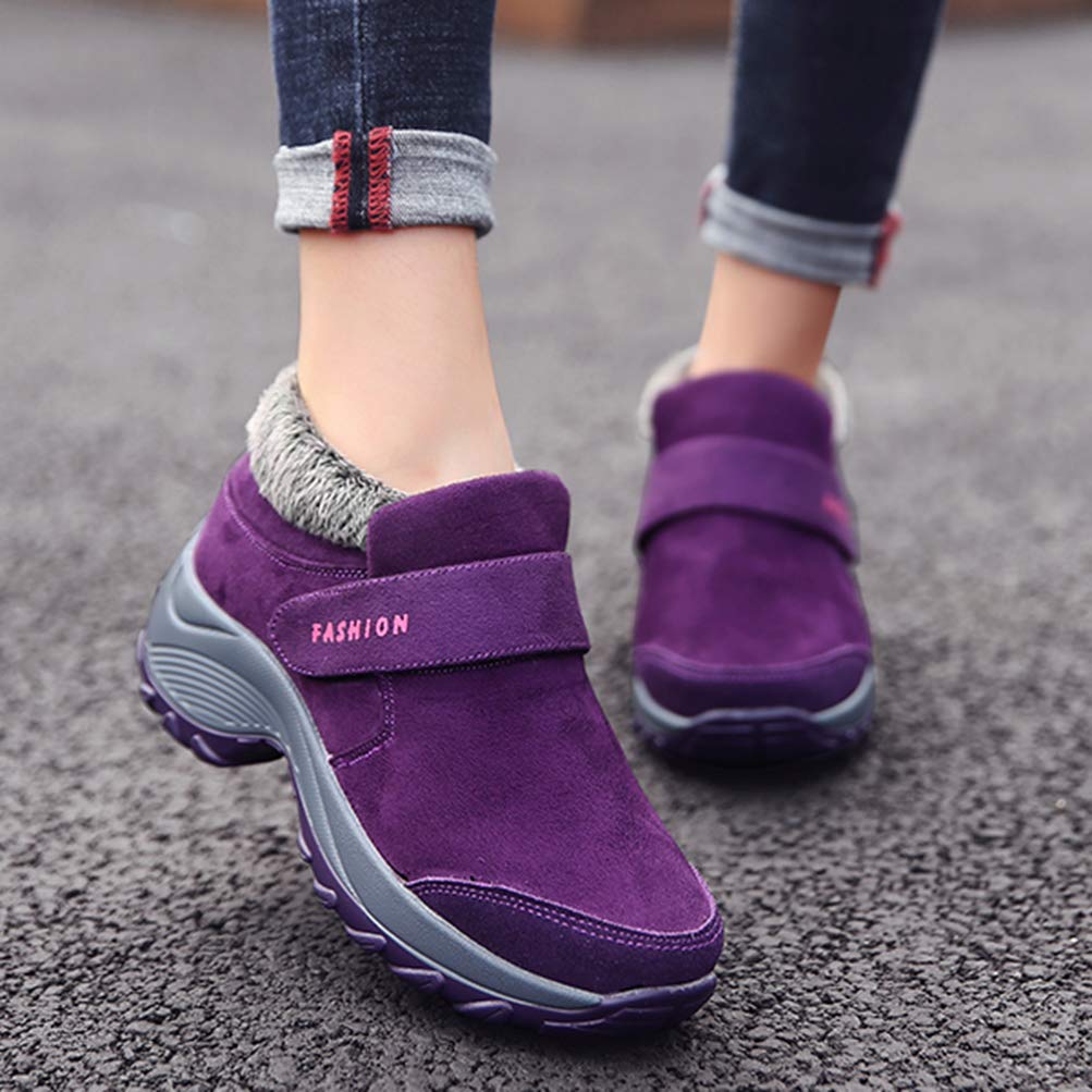 Toride Mujer Botas de invierno de gruesa Cálidas antideslizantes Senderismo Deportes casuales Hook & Loop Zapatillas de deporte al aire libre Zapatillas de deporte cortas de felpa Zapatos