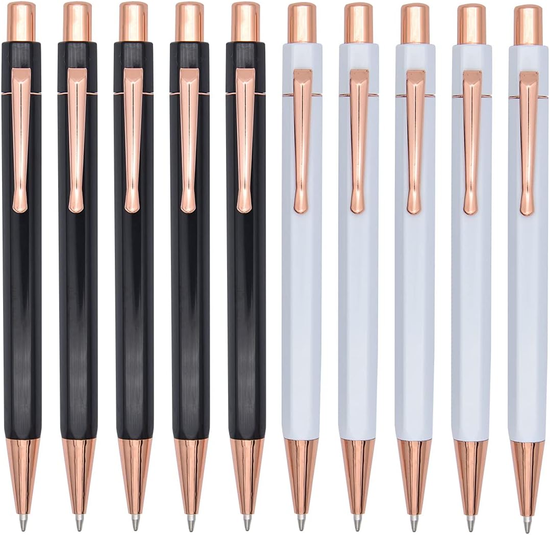 SIPLIV 10 Pcs Click Ball Pens Metal Pen Clip Retractable Pen Glitter Ballpoint Pens with Blue Ink Office Supplies Gift Pens - Image 4