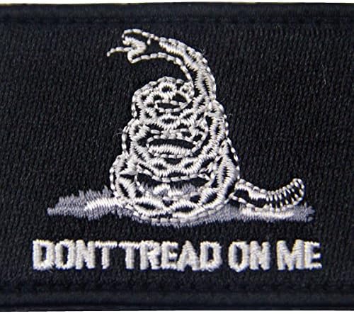 Don't Tread On Me Tactical Embroidered Morale Applique Fastener Hook&Loop Patch - White & Black