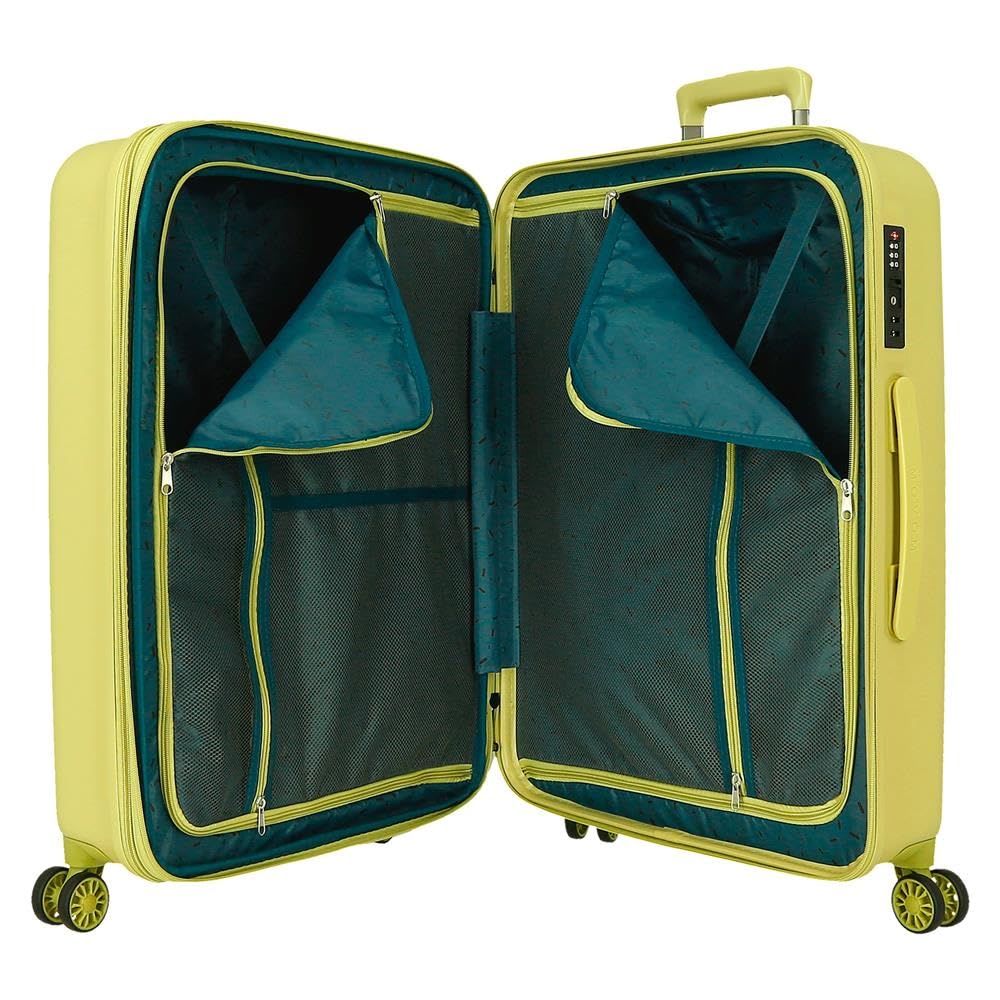 MOVOM Wood, Maleta de Cabina, Equipaje, Interior con Dos Compartimentos, Fabricada en ABS Material Resistente y Ligero, 4 Ruedas giratoriasCierre de combinación Lateral, De Joumma Bags