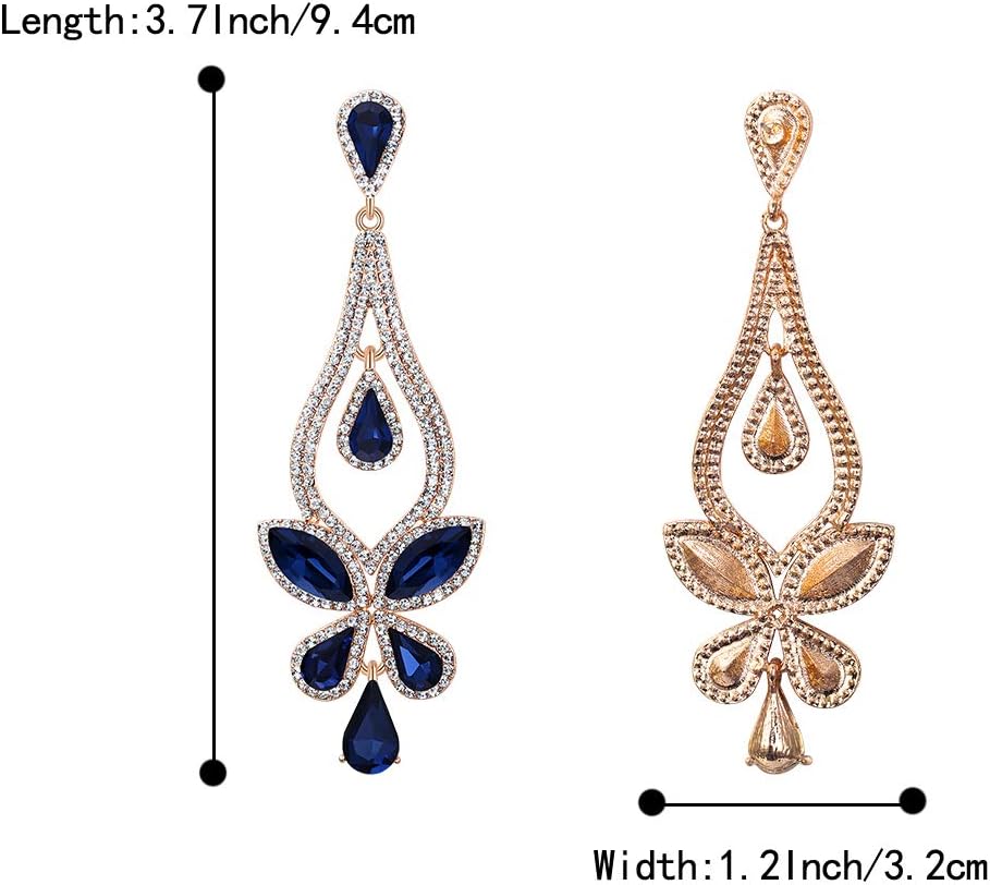 BriLove Women's Wedding Bridal Crystal Teardrop Butterfly-Shape Pierced Dangle Earrings - Image 5