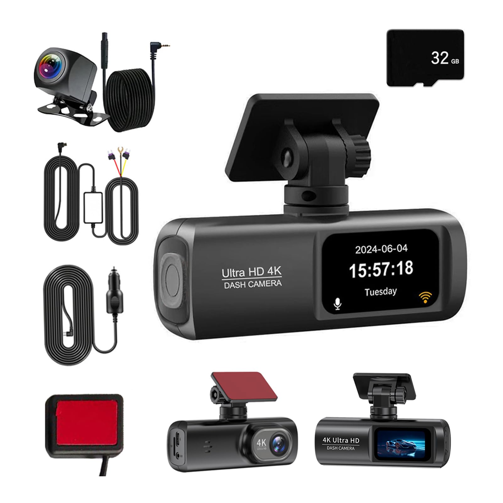 Dash Cam ABS Anteriore Posteriore Telecamera da,Scheda 32G