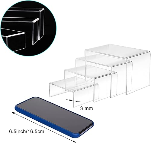 Miniatura 3 de 8Pcs Acrylic Display Risers(6",5",4" 3") Clear Product Stand,Cupcakes Holder Dessert Display Transparent Showcase Stands, Candy Bar Risers, Acrylic