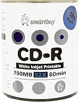 Vista 1 de Smartbuy 100-disc 700mb/80min 52x CD-R Hub de inyección de tinta blanco imprimible disco de medios grabable en blanco