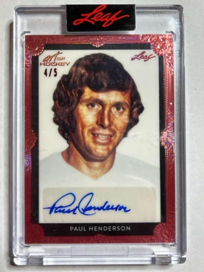 2021-22 Leaf Art of Hockey Base Auto Portrait Red #PA-PH1 Paul Henderson Official Game Used Relic or Autograph in NM or Better Condition