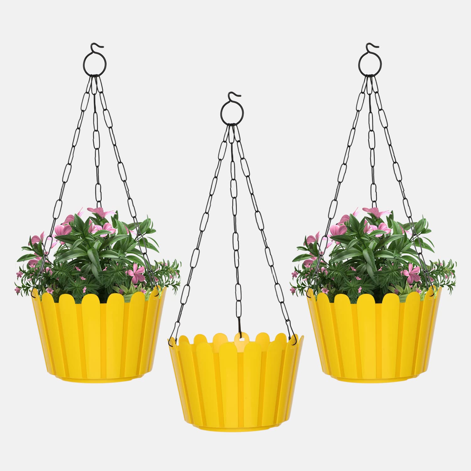 YUCCABE ITALIA SHERA Hanging Fence 8 INCH Planter Pot Pack of 3 Piece Plastic Flower Hanging Pots for Home Decoration Sutiable for Indoor and Outdoor(Yellow) (B09LS1ZCCK) Amazon Price History, Amazon Price Tracker