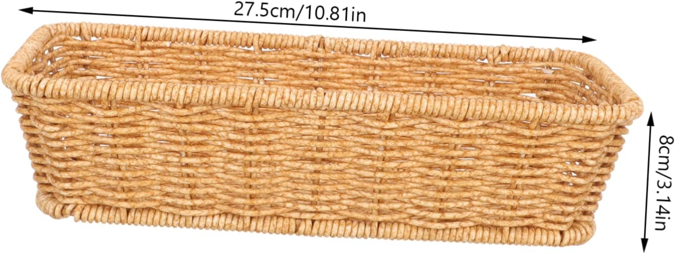 Kitchen Tableware Holder Large Capacity Rattan Storage Basket for Cosmetics Toys and Desktop Organization Versatile Decorative Organizer for Home and Kitchen Medium Light image 2