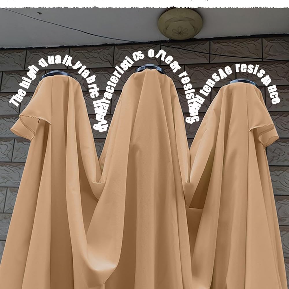 Tenda di Ricambio per Ombrellone Doppio A 12costole, Telo di Ricambio da 460 Cm Telo di Ricambio per Ombrellone da Giardino Grande per Ombrellone da Giardino(Coffee)
