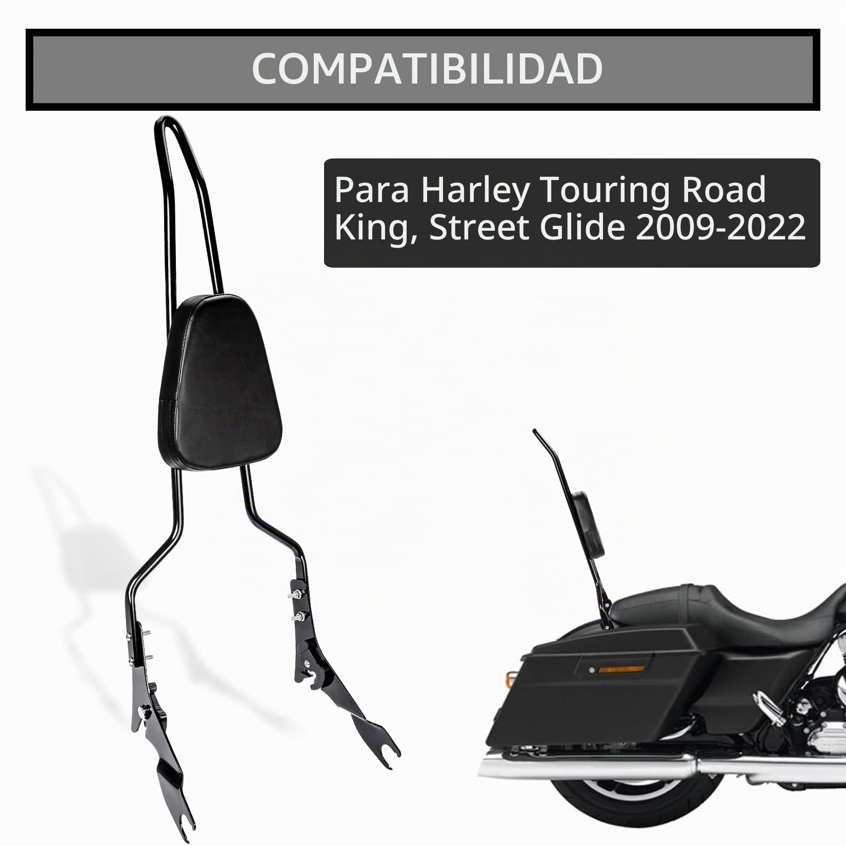 Respaldo para Motocicleta, PSLER Respaldo para Pasajero,Sissy Bar para Touring Road King Street Glide Electra Glide Ultra Limited 2009-2023