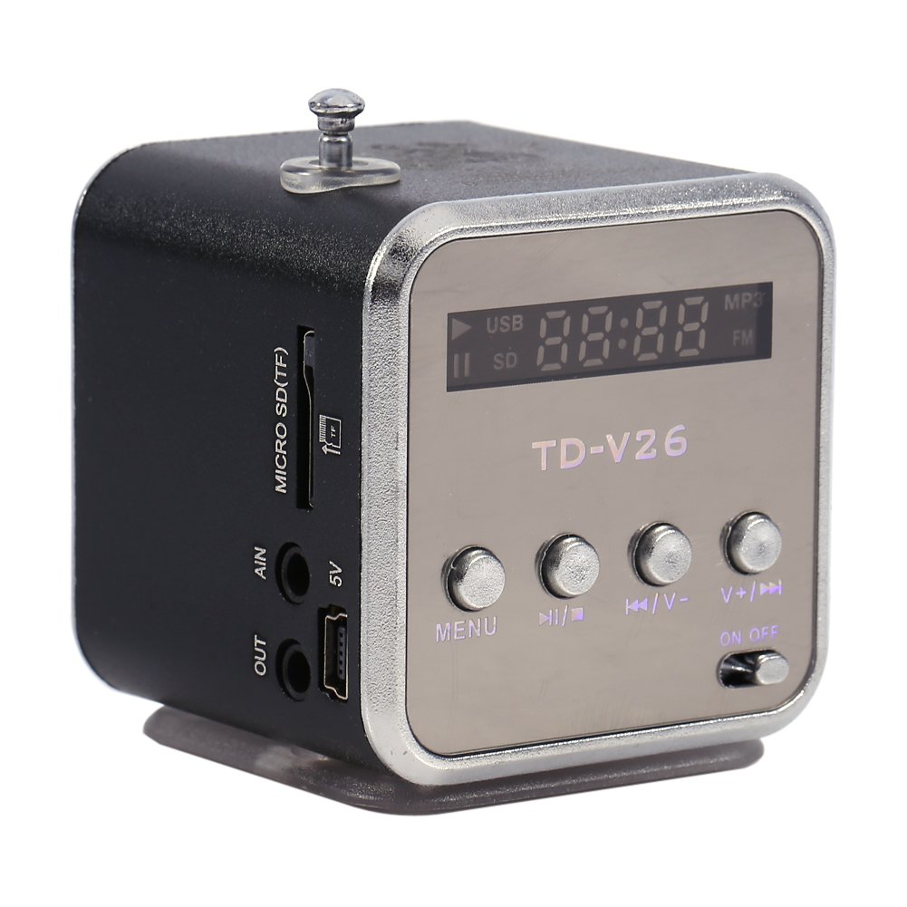 Mini Speaker Music, Fm Radio Pc Fashion Support Portable Stereo Cd Player Portable Radio With Best Tf Card And U Disk Green (Black)