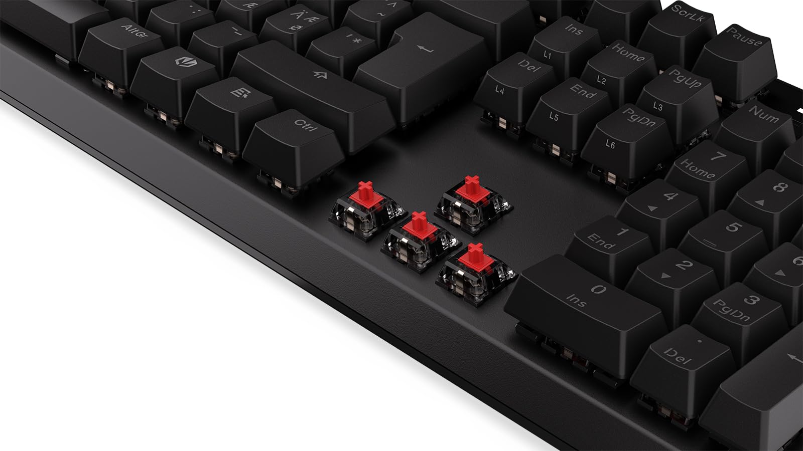 ENDORFY Thock NO Red, switch Kailh Red, tastiera meccanica full size, layout Nordic, keycaps in PBT, manopola del volume, EY5B010
