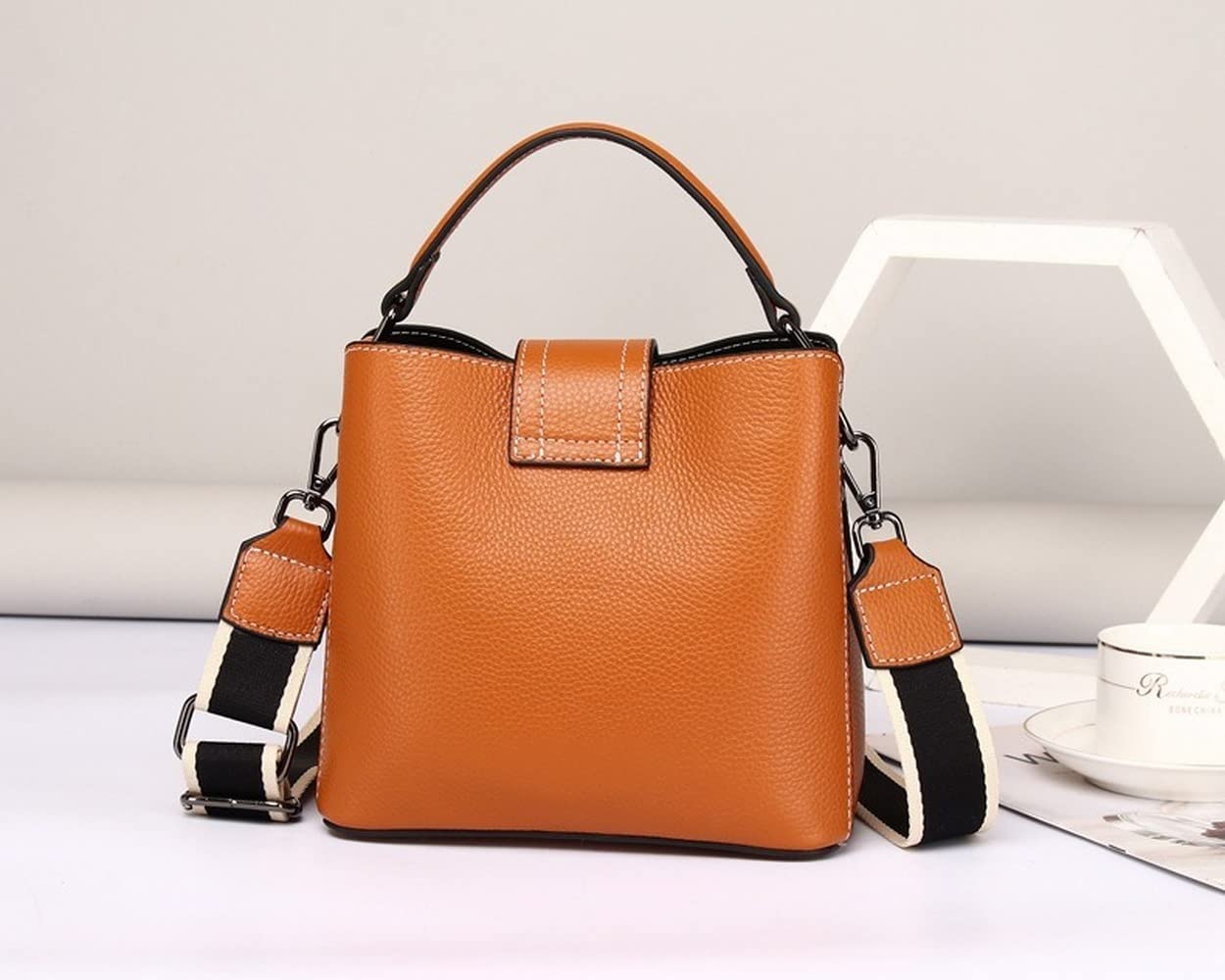 Torby wiaderkowe z prawdziwej skóry górny uchwyt torby crossbody patchworkowa torebka na ramię portmonetki moda damska torebki, Czarny, Medium