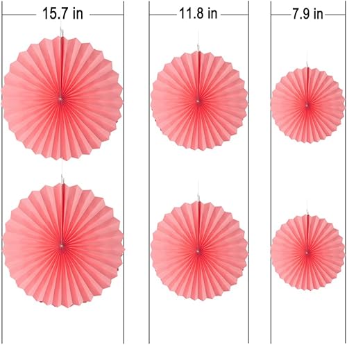 Miniatura 19 de MOWO Abanicos de papel rosa y naranja intenso, decoración de pared para colgar en el techo, decoración para otoño, otoño, Acción de Gracias, baby