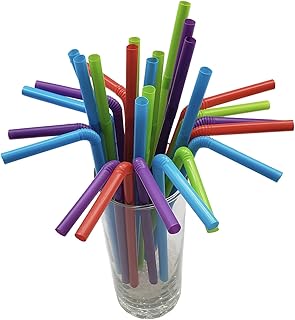 KOLORAE Jumbo Flex Straws, Multi-Colored, Disposable Plastic Bendy and Flexible Drinking Straws - AVAILALE in Sets of 100, 600 OR 1,000 Flex Straws! (600)