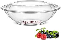 Vista 6 de AME D'ESSENCE Ensaladera de plástico de 6 pulgadas para llevar (18 onzas - 50 unidades) con tapas herméticas, recipientes redondos desechables