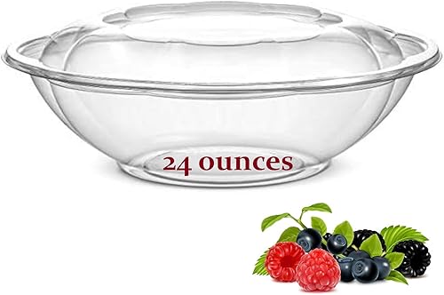 Miniatura 7 de 100 unidades Combo de ensalada de plástico de 18 onzas para llevar con tapas herméticas recipientes redondos desechables para servir frutas cajas de