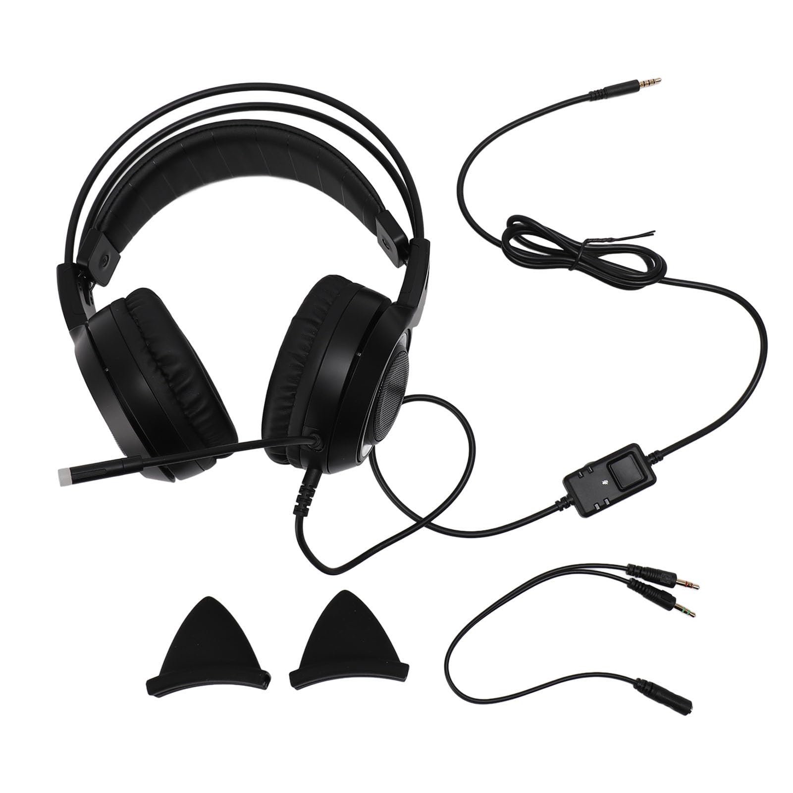 BONKZEBU Auriculares Estéreo con Reducción de Ruido para Juegos, Bonitos Auriculares Supraaurales con Micrófono, Altavoces Premium de 40 Mm para Teléfono PC, Diadema Ajustable para Niños (Negro)
