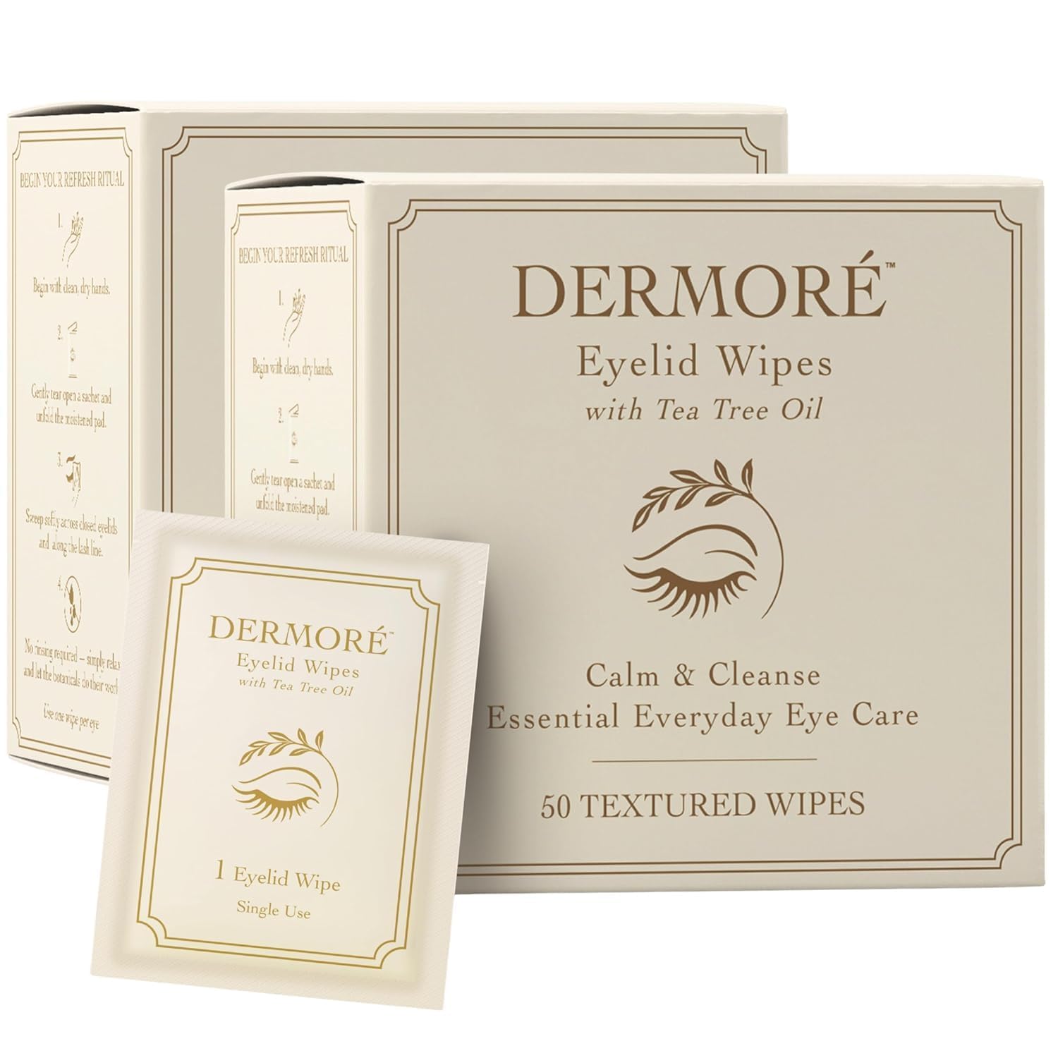 DERMORE Eyelid Cleansing Wipes, 50 count (Pack of 2)