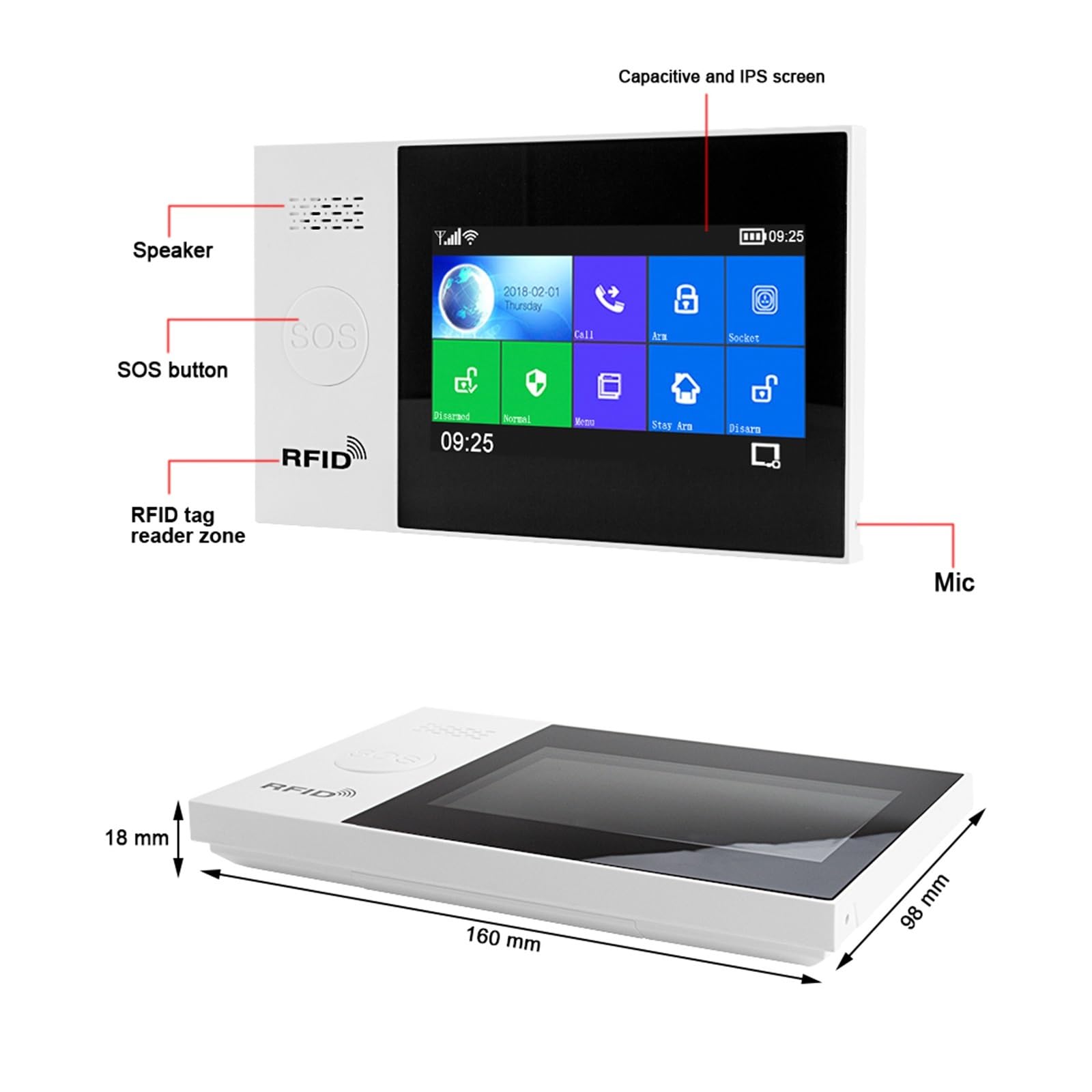 Sistema de Alarma, De Alarma Inteligente Seguridad For Hogar, 4G, gsm, Panel Pantalla Táctil, Kit Inalámbrico con Cámara, Sirena Solar, Sensor Movimiento Puerta(WiFi 4G Package C)