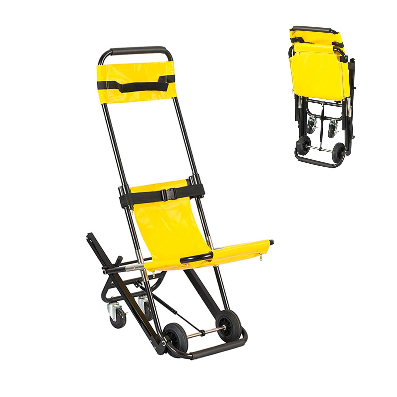 Silla de ruedas de emergencia, silla de transporte portátil plegable para personas mayores con hebillas de liberación rápida para uso en ambulancias y bomberos, capacidad de carga de 350 libras