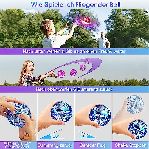 ASORT Hover Fliegender Ball, Magic Spinner Ball RGB Licht Hoverball Mini Drohne Für Kinder Spielzeug, Flying Orb Hoverball Nova Geschenke Für Jungen Mädchen Indoor Outdoor Pro (Blau)