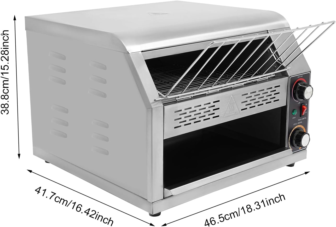 Conveyor Toaster, 2400W Electric Toast Oven Stainless Steel Restaurant Oven, 450Pcs Per Hour Commercial Toaster for Cafes, Buffets and Coffee Shops, 1-7 Level Speed Control, 110V/60Hz
