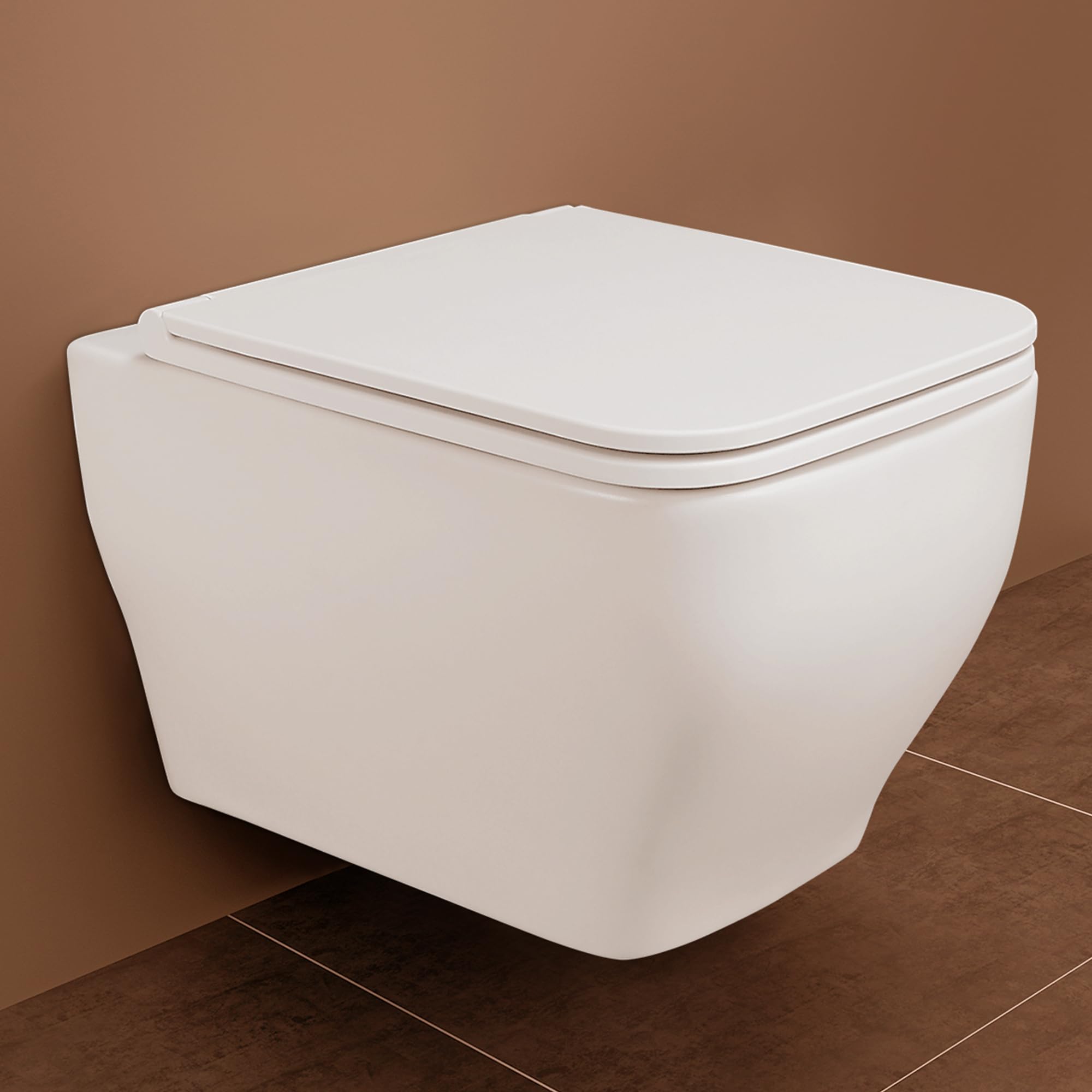 Hindware Italian Collection Element Plus Wall Hung Western Commode for Bathroom | Made of Ceramic with Duroplast Seat Cover | Rimless | Soft Close | Star White | Geometric Shape | Wall Mount Ewc-image-26
