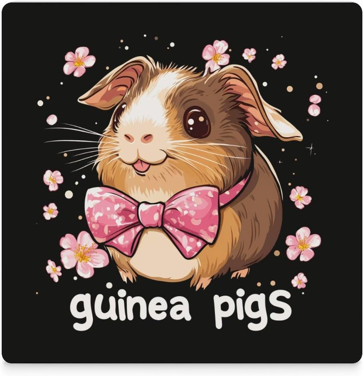 Guinea Pigs Cute Pets Coasters for Drinks Square Ceramic Coasters Cup Mats with Cork Base