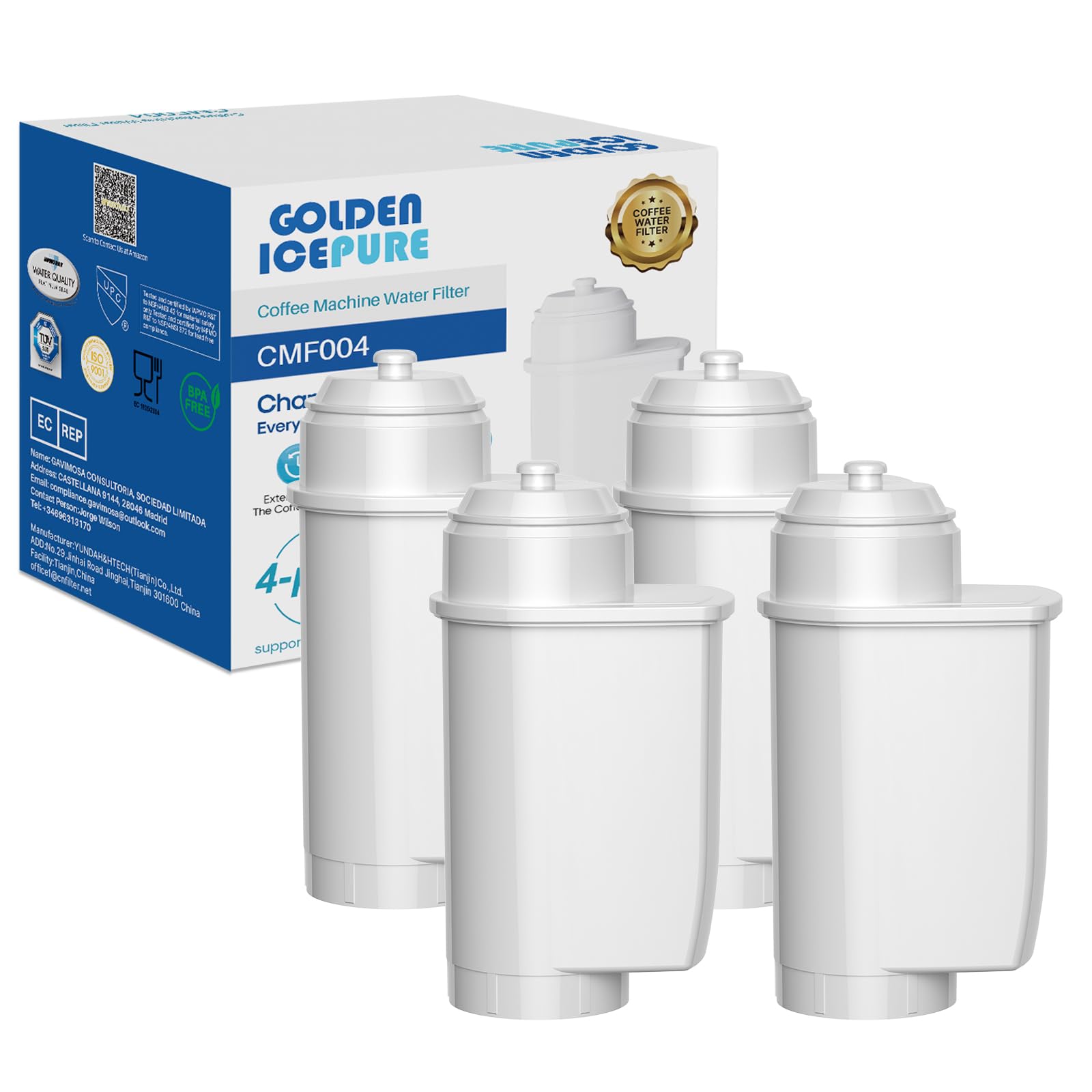 GOLDEN ICEPURE Wasserfilter Kaffeevollautomat für Siemens® Wasserfilter EQ Series, EQ3/EQ6/EQ9, EQ500, S700, Brita® Intenza 575491, Bosch® TCZ7003, TCZ7033, NSF-zertifizierter