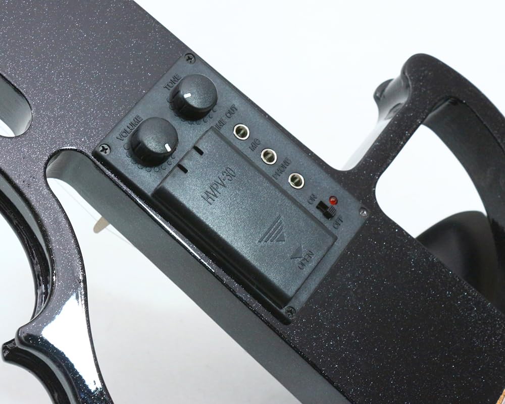 Violino Elettrico 4/4 Full Size, Violino Elettrico Silenzioso, Corpo in Legno massello, Accessori in Ebano, con Custodia, Archetto, Cuffie, Cavo, Corde per Studenti, Principianti e Adulti (n