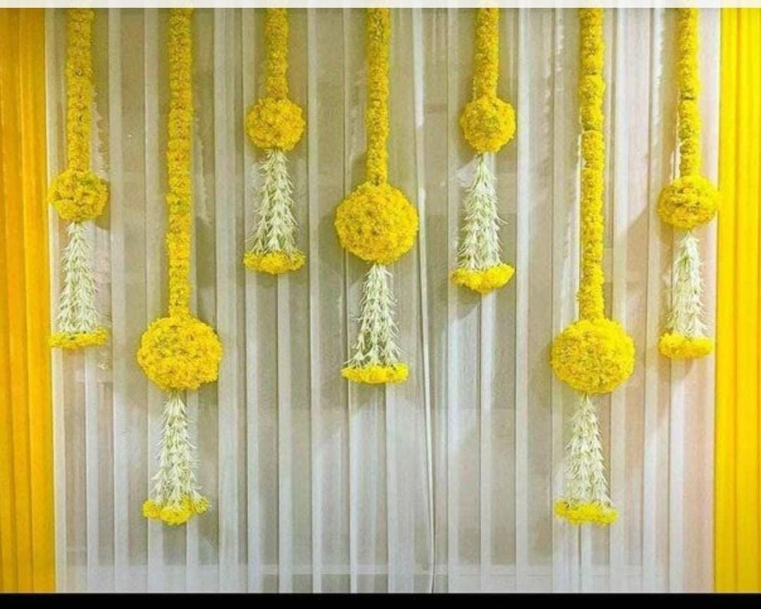 Virushka Hand Made Wall Door Hanging Artificial Marigold Plastic Flowers Garlands Bandhanwar Torans For Weddings Decor And Pooja, 37 Inch