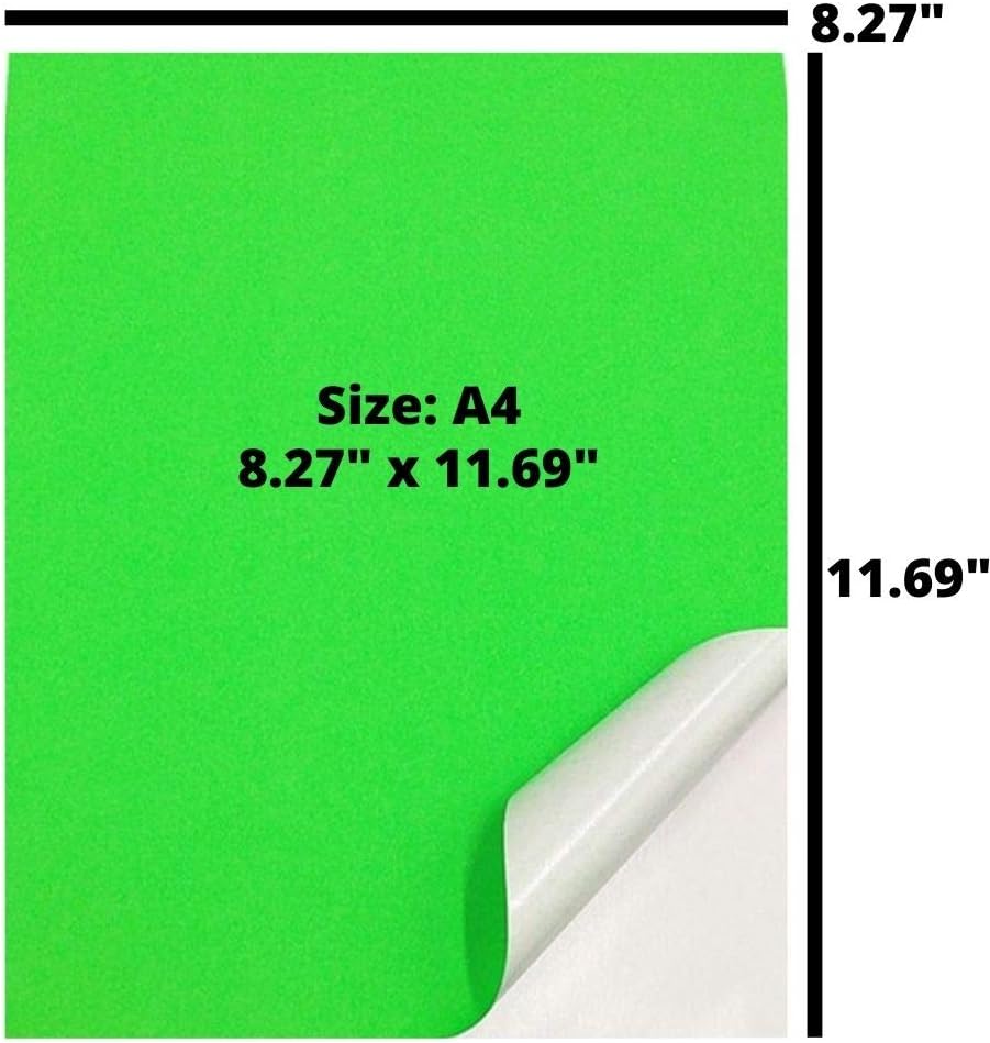 Fluorescent Bright Neon Green Sticker Paper - Shipping Label Full Sheet Adhesive -A4 Color Sticker Labels 8.27 x 11.69 inch for Laser/Inkjet Printers for Office Business School Project (20 Sheets) - Image 2