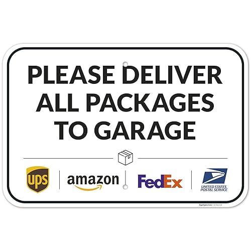 Vista 192 de Cartel de entrega del paquete, letrero de instrucciones de entrega, 10 x 7 pulgadas, aluminio 040 libre de óxido, resistente a la decoloración