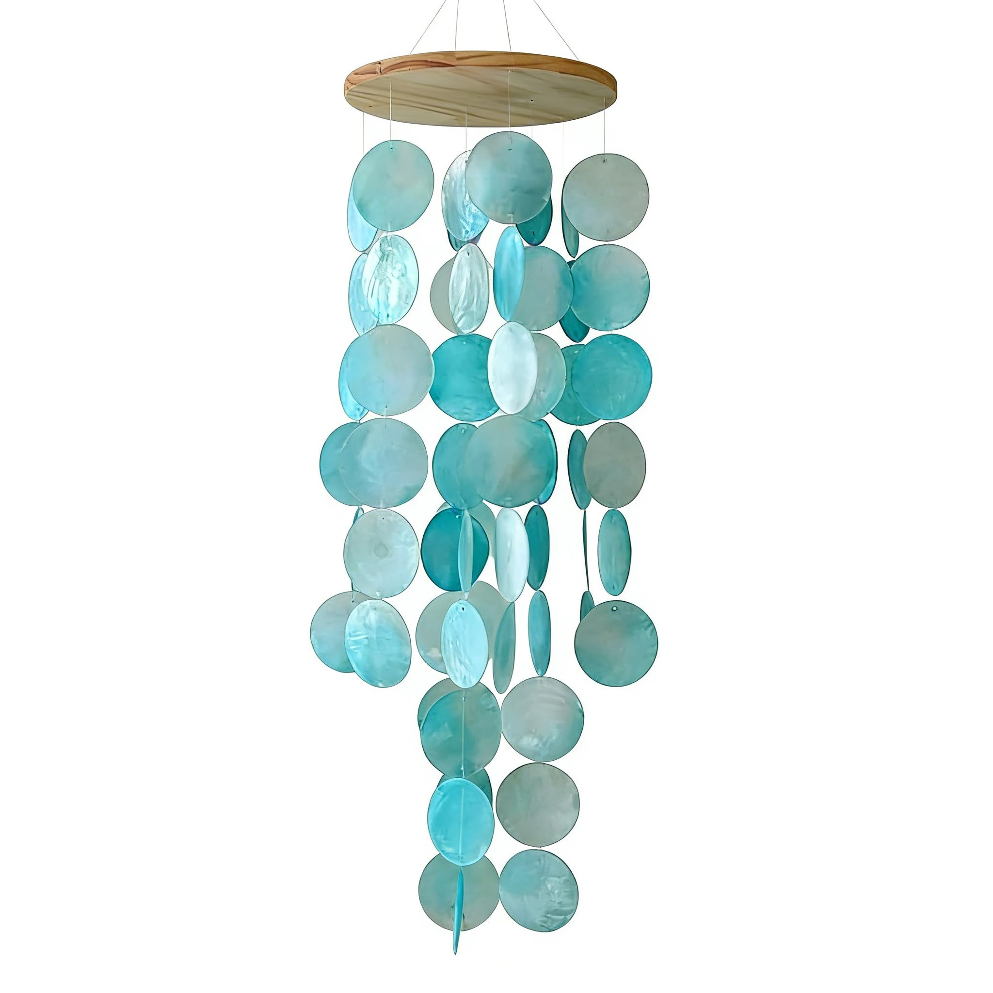 Carillons à vent pour l'extérieur - Coquillage - Décoration bohème - Carillon éolien fait à la main - Guirlande de coquillages - Décoration à suspendre - Décoration pour avant-toits, balcons, rebords