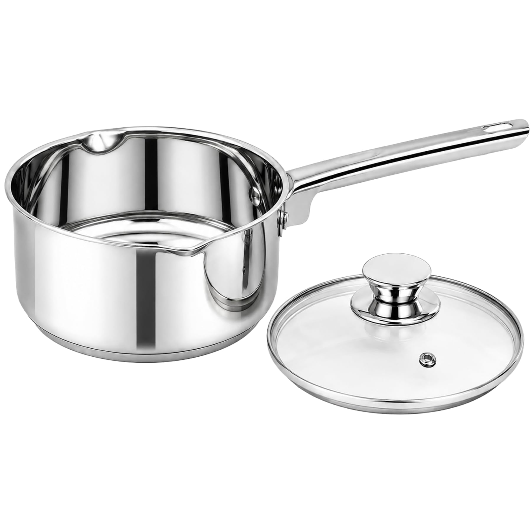 Penguin Home 20cm Stainless Steel Saucepan with Lid - Induction Safe, 2.5L Capacity, Mirror Finish