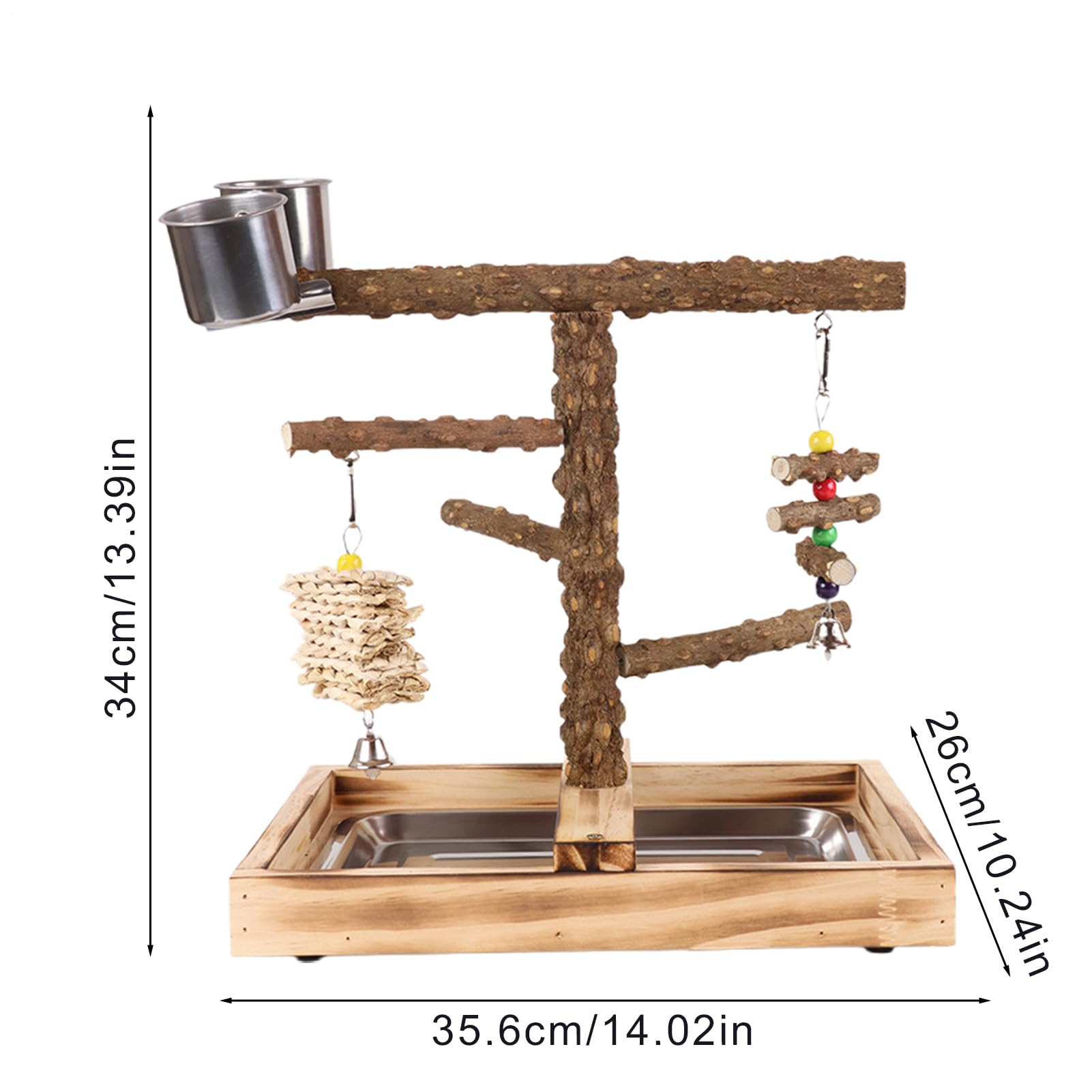 Vogel Sitzstange,Wellensittich Spielplatz Mit Futterstationen | Naturholz Klettergerüst Für Wellensittiche Zum Füttern, Trainieren Und Indoor-Spielen Im Haus