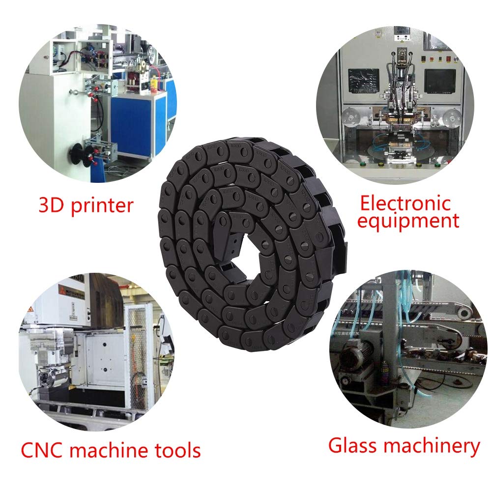 R28 Drag Chain, 1000mm Black Nylon Cable Wire Carrier High Temperature, Wear, Strong Structure for 3D Printer, CNC Machine