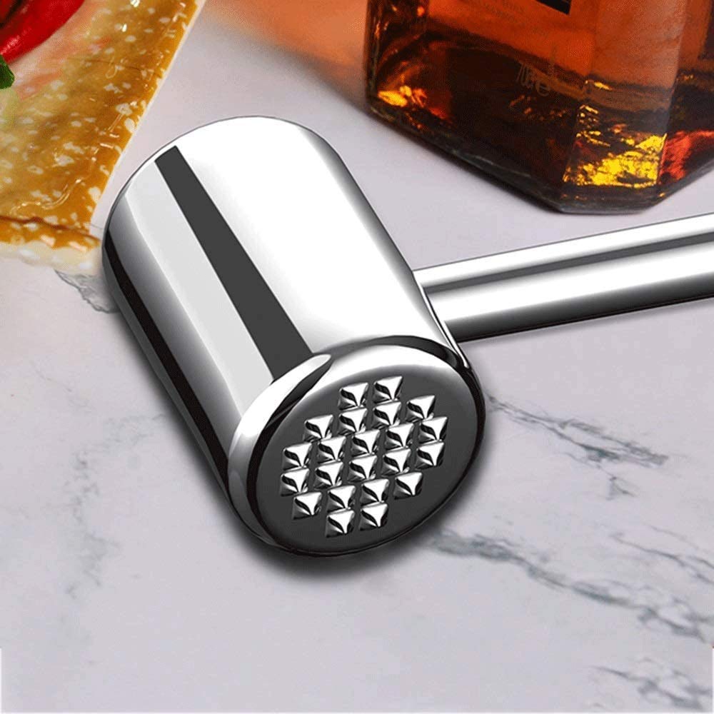 XUMMI Batticarne In Acciaio Inox 304, Martello Da Cucina A Doppia Faccia, Lavabile In Lavastoviglie, Curvo - 3