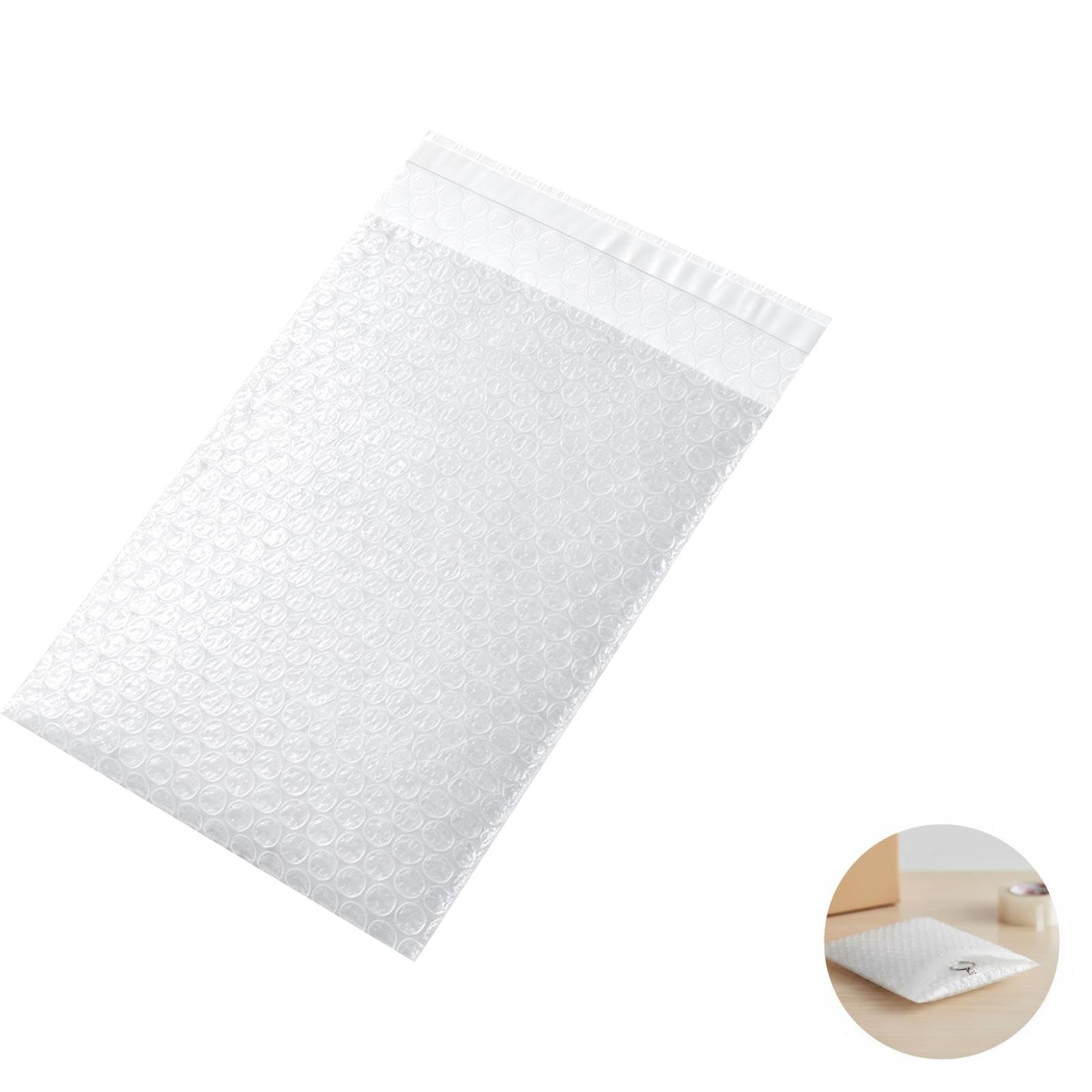 300 Stück selbstklebende Luftpolsterbeutel, 7,9 x 9,9 cm, transparente Luftpolsterfolie, einlagige Luftpolsterfolie für zerbrechliche Gegenstände, Umzug und Lagerung, E-Commerce-Verpackung