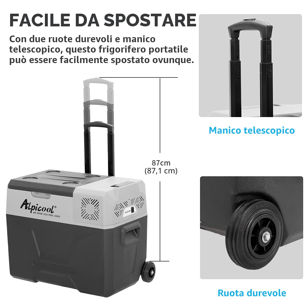 Alpicool CX40 40 Litri Frigoriferi Portatile Elettrico Frigorifero per Auto Congelatore 12V 24V DC/AC Mini Frigo per Viaggio, Picnic, Campeggio Uso Esterno