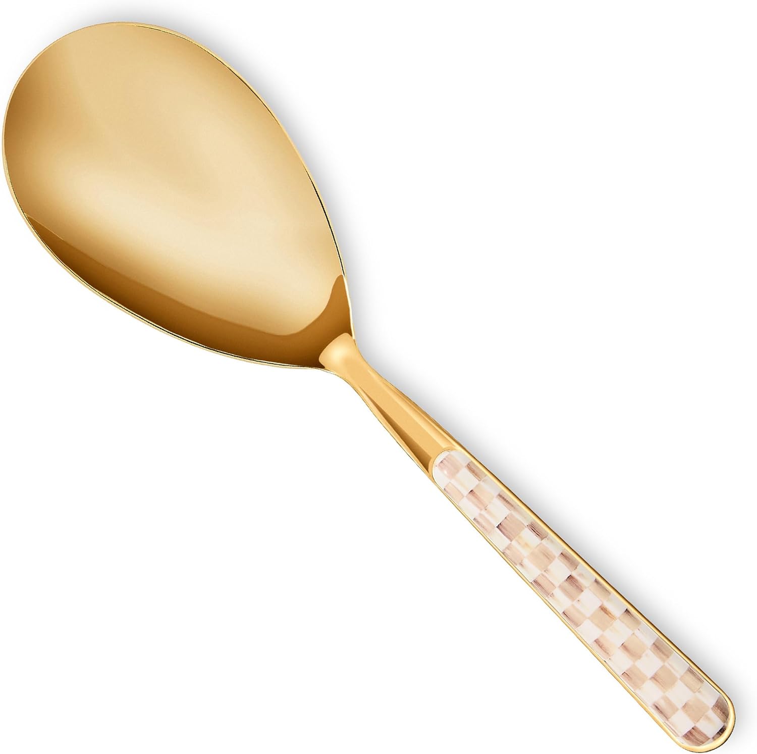 MACKENZIE-CHILDS Bistro Serving Spoon, Stainless-Steel Spoon for Cooking, Black-and-White Courtly Check