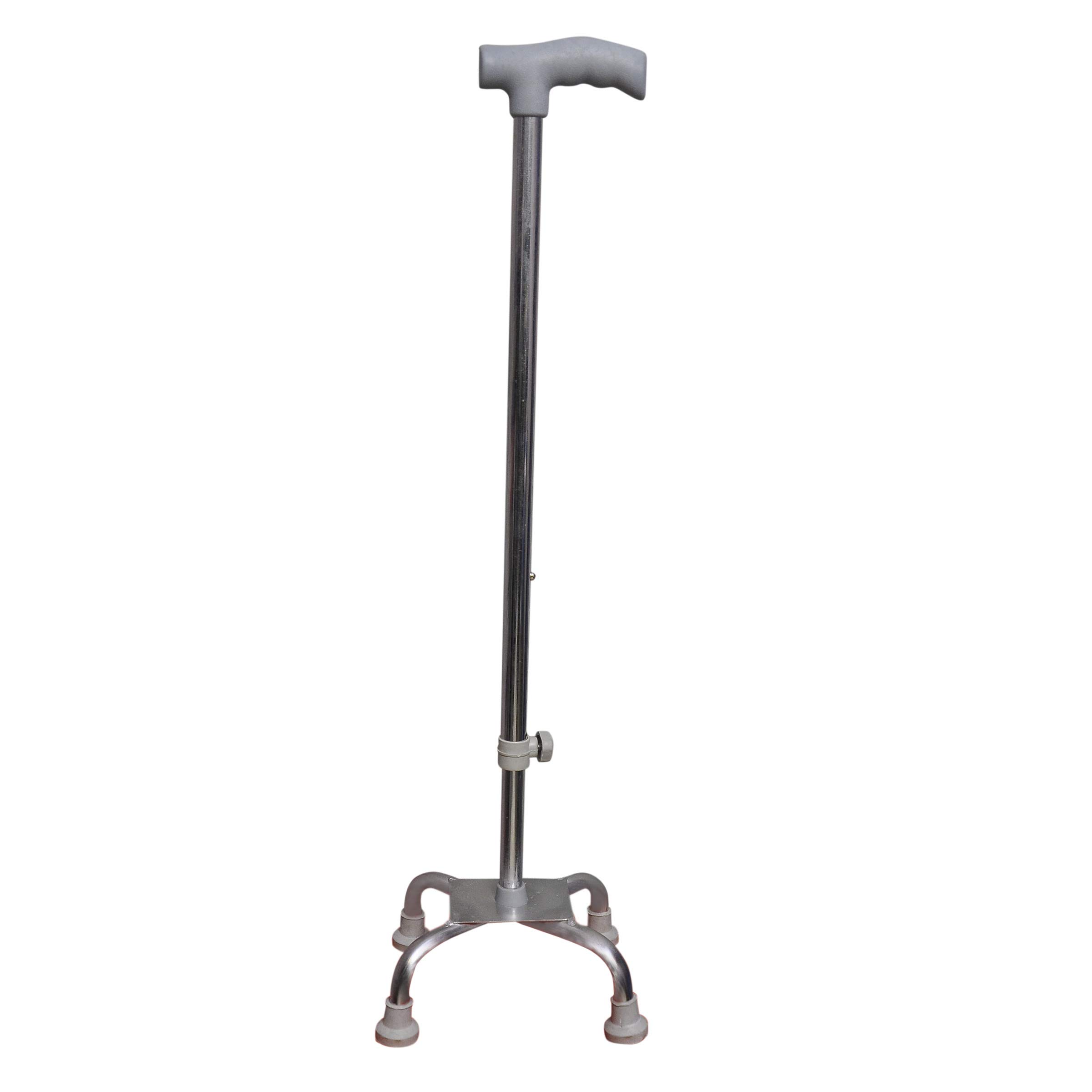 Kenkomobility i-16 CHROME QUADRIPOD (4LEG),METAL BASE, HEIGHT ADJUSTABLE, WALKING STICK WALKING CANE UNIVERSAL Gray