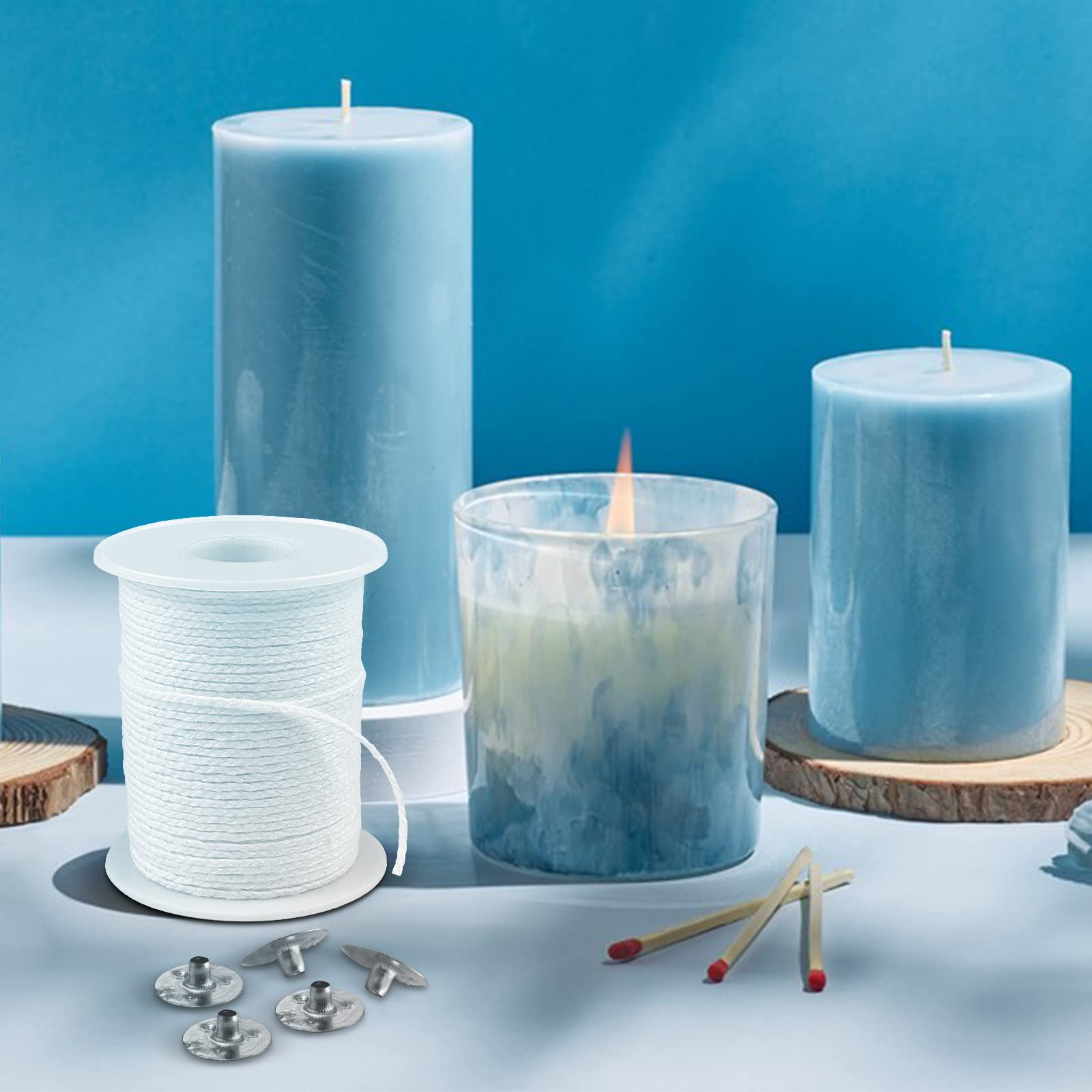 yueton 100 supporti per stoppini per candele, in legno, con 5 fori, per candele grandi e multiple, riutilizzabili