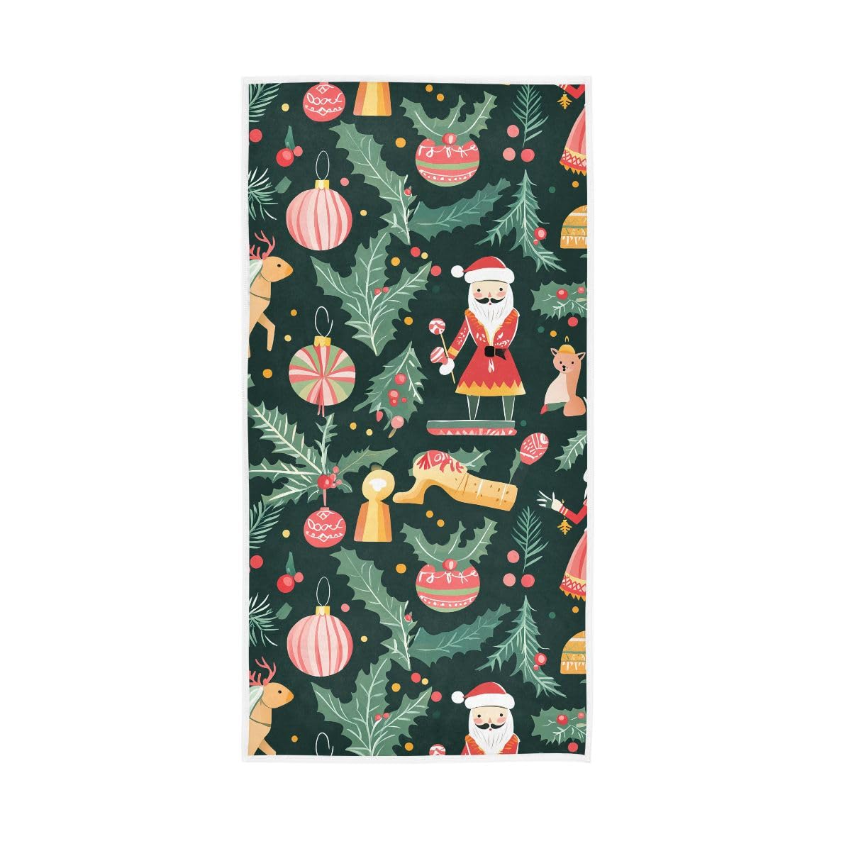 LSRCPD Christmas Theme Green Hand Towel, Absorbent Towels for Bathroom, Gym, Hotel, Spa 15 x 30 Inches
