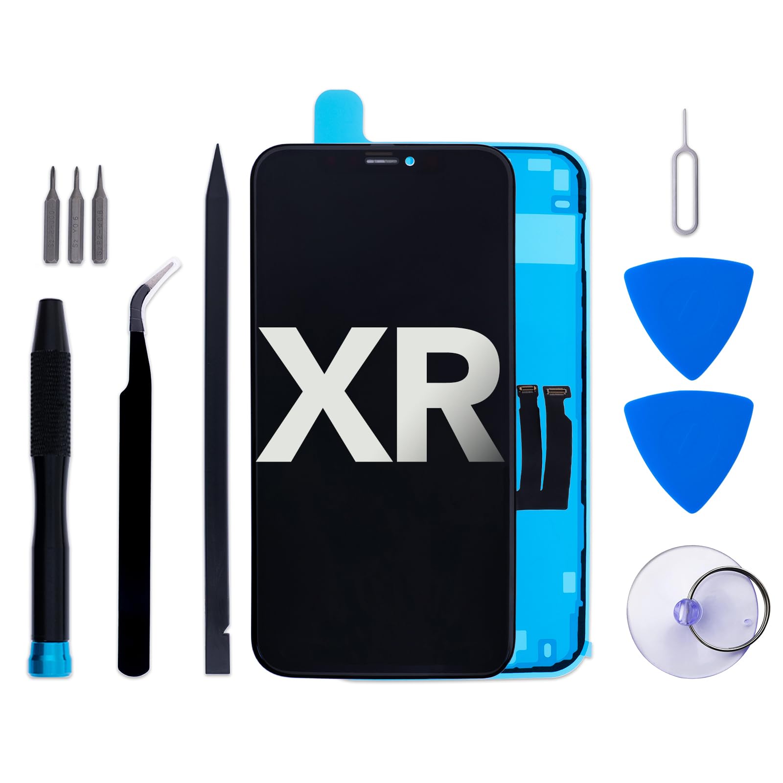 for iPhone XR Screen Replacement kit, 6.1" LCD Display 3D Touch Digitizer Assembly with Repair Tools and Frame Adhesive (Model A2105/A1984/A2108/A2106/A2107)