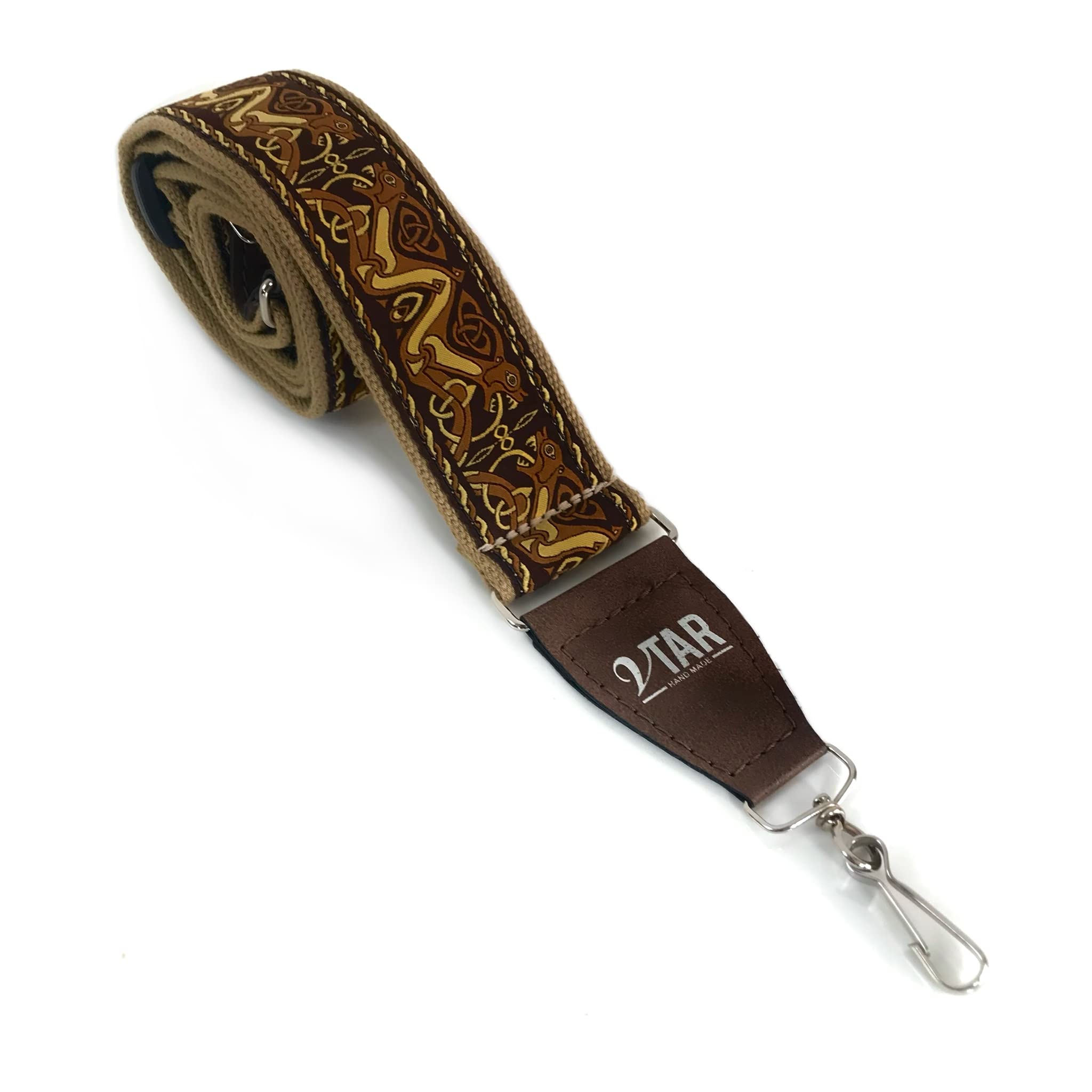 1To1 Music Unisex Brown Banjo Strap - Vegan Celtic Beastie By Vtar
