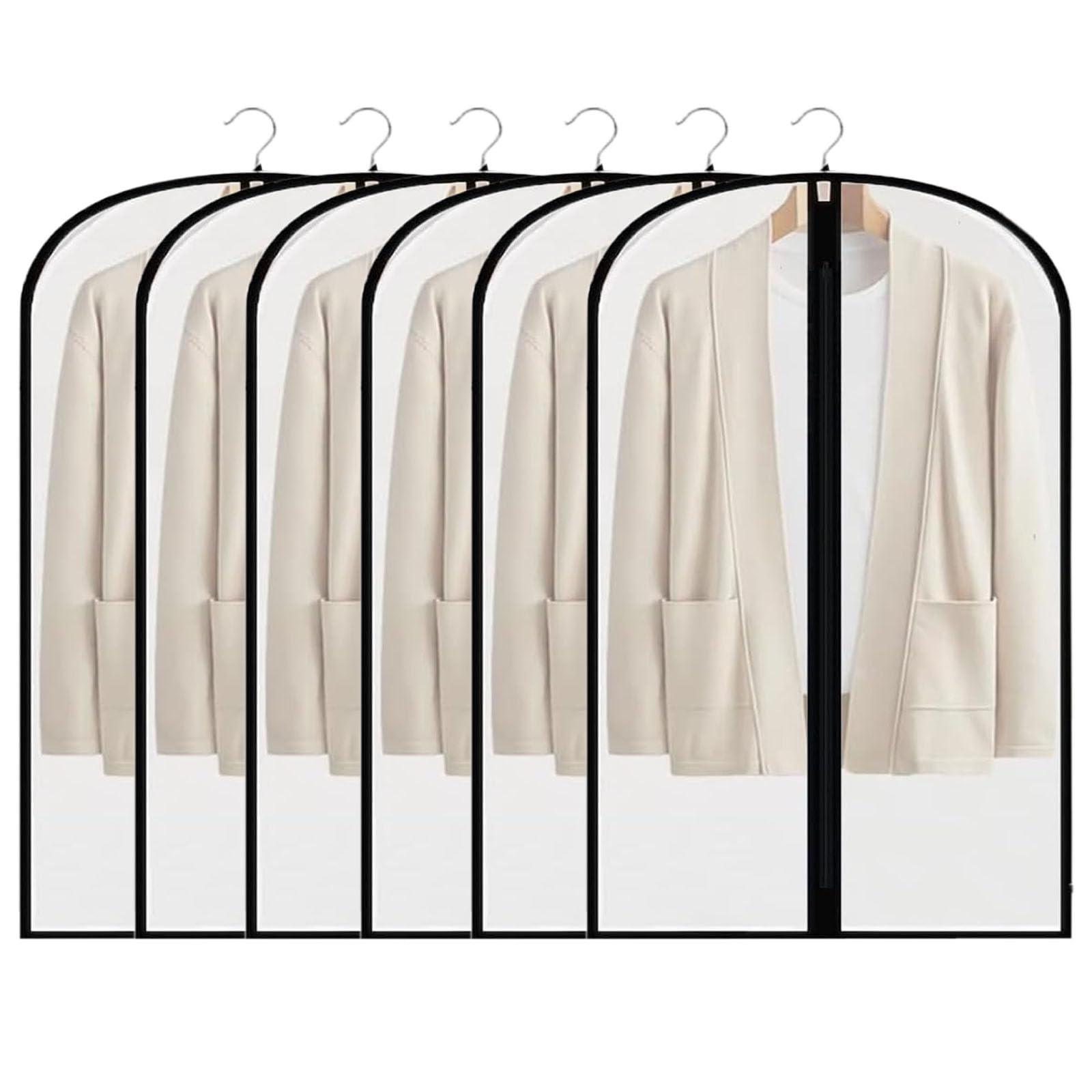 5 Copriabiti Antipolvere Trasparenti 60x100 Cm - Con Cerniera Per Giacca E Cappotti - Foto 8