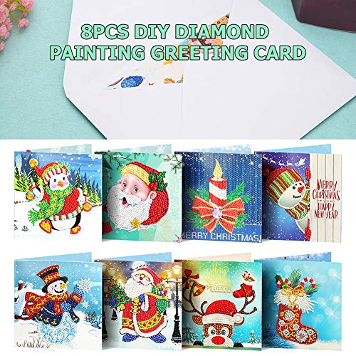 Yanten 8pc 5D Fai da Te Diamante Pittura Cartolina d'auguri Speciale a Forma di di Natale del Regalo di Compleanno per i Bambini